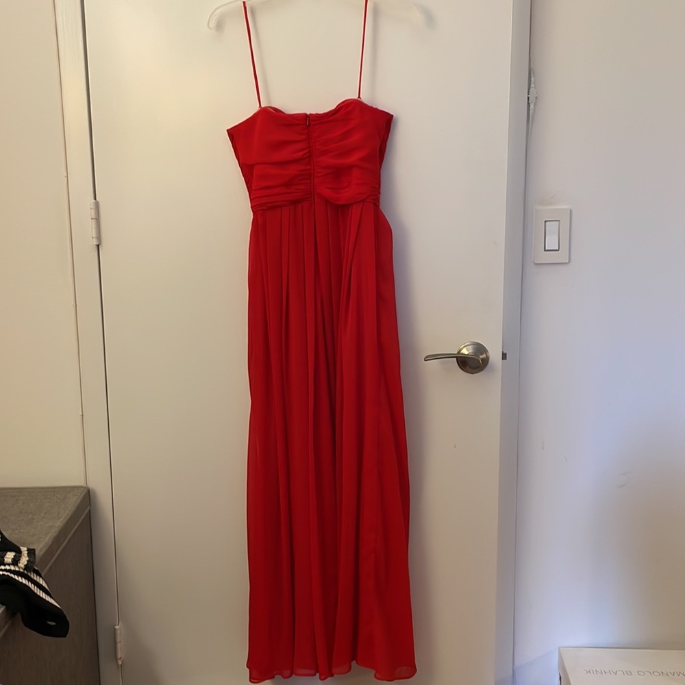 Badgley Mishka collection sz 2 red crepe strapless sweetheart gown - Picture 6 of 9